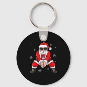 Funny Santa Claus Playing Volleyball Six Seven Chr Keychain
