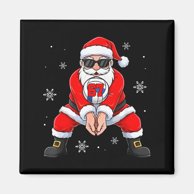 Funny Santa Claus Playing Volleyball Six Seven Chr Magnet (Front)