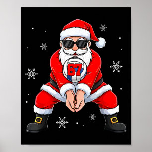 Funny Santa Claus Playing Volleyball Six Seven Chr Poster