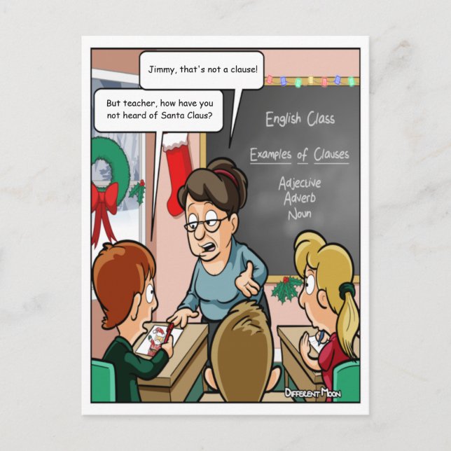 Funny Santa Claus Pun Christmas Postcard (Front)