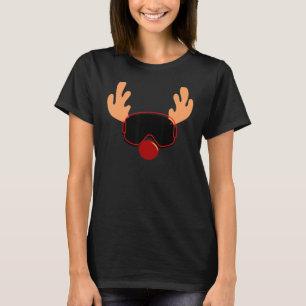 Funny Santa Claus Reindeer In Goggles, Very Cute F T-Shirt