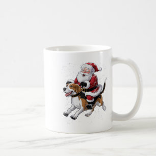 Funny Santa Claus Riding Beagle Dog Christmas For  Coffee Mug