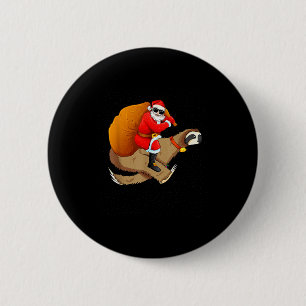 Funny Santa Claus Riding Sloth Christmas Boys Men 2 Inch Round Button
