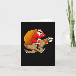 Funny Santa Claus Riding Sloth Christmas Boys Men Card