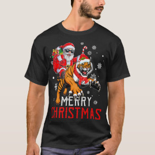 Funny Santa Claus Riding Tiger Xmas Holiday Men Bo T-Shirt