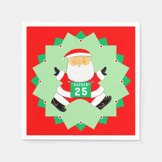 Funny Santa Claus Running Napkin (Front)