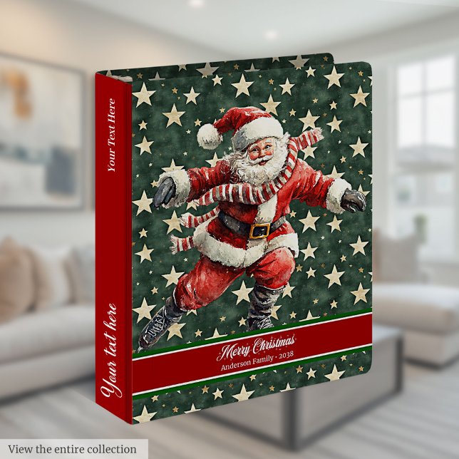 Funny Santa Claus Skating Watercolor Recipe Binder (Funny Santa Claus Skating Watercolor Recipe Binder)