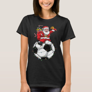 Funny Santa Claus Soccer Player Ball Christmas Cut T-Shirt