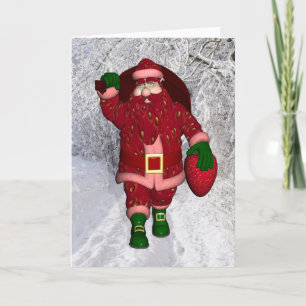 Funny Santa Claus Strawberry Farmer Holiday Card