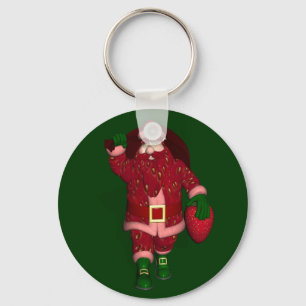 Funny Santa Claus Strawberry Farmer Keychain