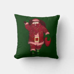 Funny Santa Claus Strawberry Farmer Throw Pillow