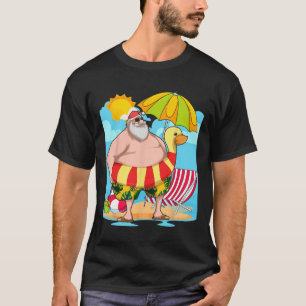 Funny Santa Claus Summer Hawaiian Tropical Christm T-Shirt