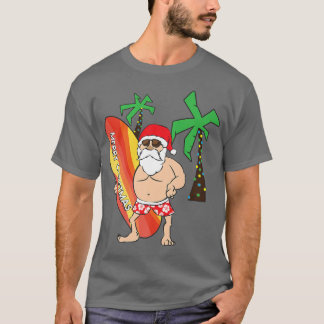 Funny Santa Claus Surfing Christmas In Hawaii July T-Shirt