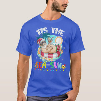 Funny Santa Claus Swiming Tis the SeaSun Christmas T-Shirt