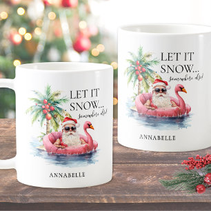Funny Santa Claus Tropical Beach Christmas Coffee Mug