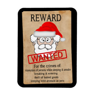 Funny Santa Claus Wanted Poster Magnet