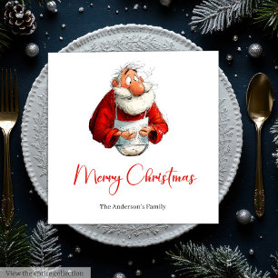 Funny Santa Claus Watercolor Christmas Dinner  Napkin