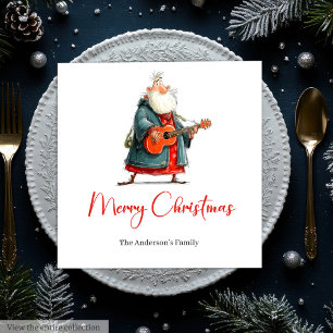 Funny Santa Claus Watercolor Christmas Napkins