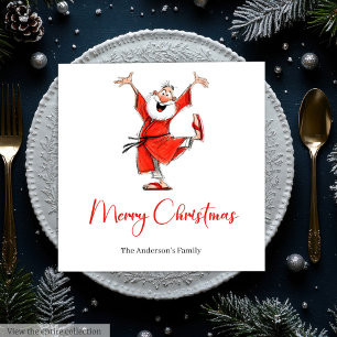 Funny Santa Claus Watercolor Holiday Napkins