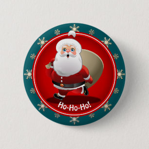 Funny Santa Claus With A Sack Full Of Gifts 2 Inch Round Button