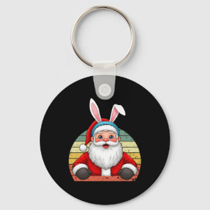 Funny Santa Claus With Bunny Ears For Christmas An Keychain