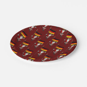 Funny Santa Claus With Ensign Of Germany Paper Plate