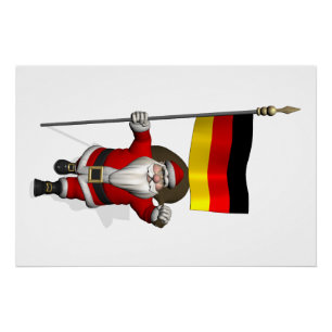 Funny Santa Claus With Ensign Of Germany Poster