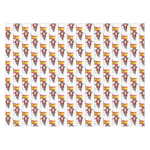 Funny Santa Claus With Ensign Of Spain Tablecloth