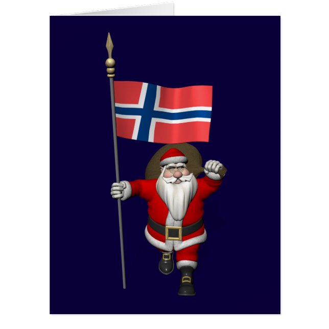 Funny Santa Claus With Flag Of Norway (Front)