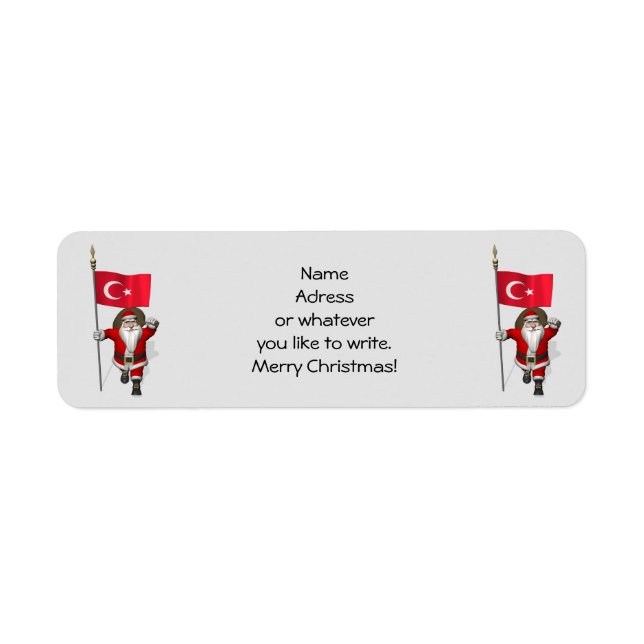 Funny Santa Claus With Flag Of Turkey (Front)