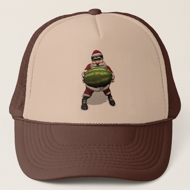 Funny Santa Claus With Giant Melon Trucker Hat (Front)