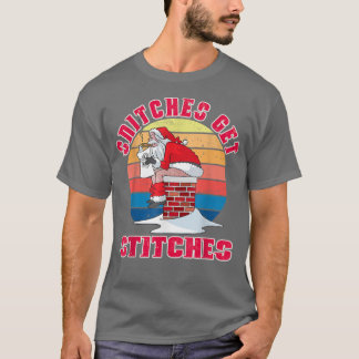 Funny Santa Claus Xmas Family Pyjamas Snitches Get T-Shirt