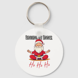 Funny Santa Claus Yoga Christmas Lotus Pose Medita Keychain