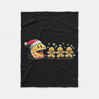 Funny Santa Cookies Chasing Gingerbread Christmas  Fleece Blanket