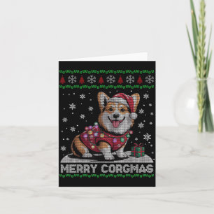 Funny Santa Corgi Dog Merry Corgmas Ugly Sweater C Card