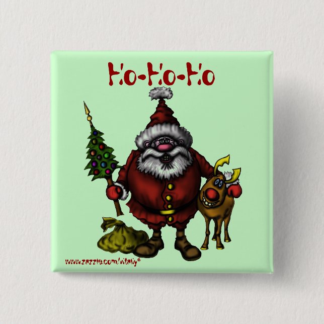 Funny Santa cute Christmas button design (Front)