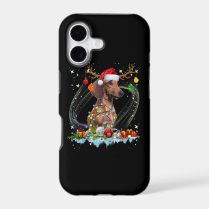 Funny Santa Dachshund Reindeer Light Christmas
