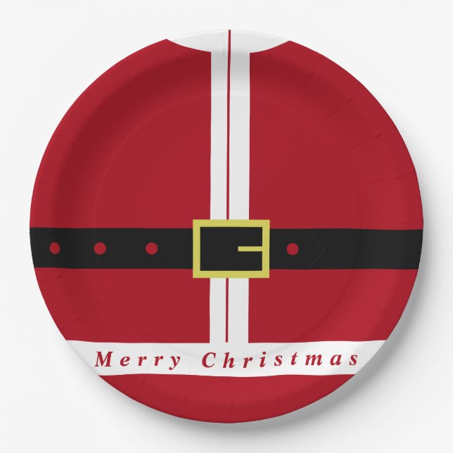 Funny Santa Design Christmas Paper Plates (Front)