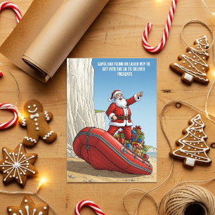 Funny Santa Dinghy Christmas  Holiday Card