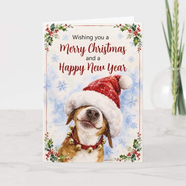 Funny Santa Dog Christmas Card (Front)