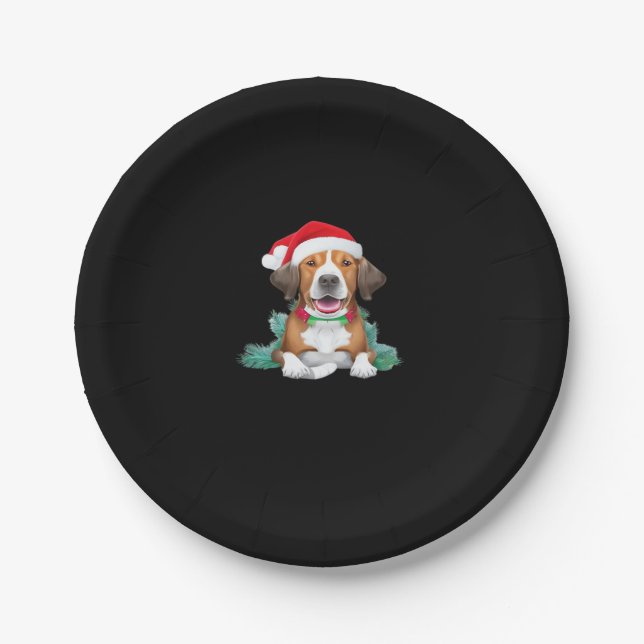 Funny santa dog Oversized T-Shirt Paper Plate (Front)