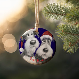 Funny Santa Dogs Ceramic Ornament