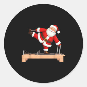 Funny Santa Doing Reformer Lates Christmas Xmas La Classic Round Sticker