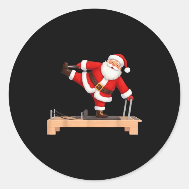 Funny Santa Doing Reformer Lates Christmas Xmas La Classic Round Sticker (Front)