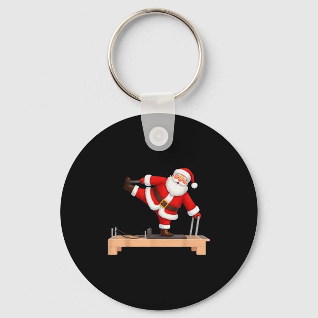 Funny Santa Doing Reformer Lates Christmas Xmas La Keychain (Front)