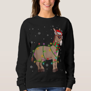Funny Santa Donkey Christmas Lights Donkey Xmas Ho Sweatshirt