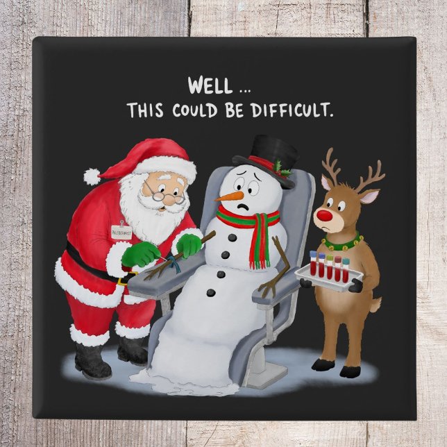 Funny Santa Drawing Blood Phlebotomist 2 Inch Square Button (Creator Uploaded)