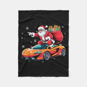 Funny Santa Driving Srt Car Xmas Pajama Christmas  Fleece Blanket