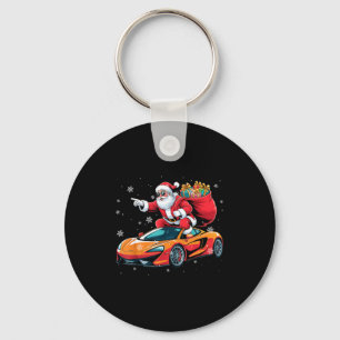 Funny Santa Driving Srt Car Xmas Pajama Christmas Keychain