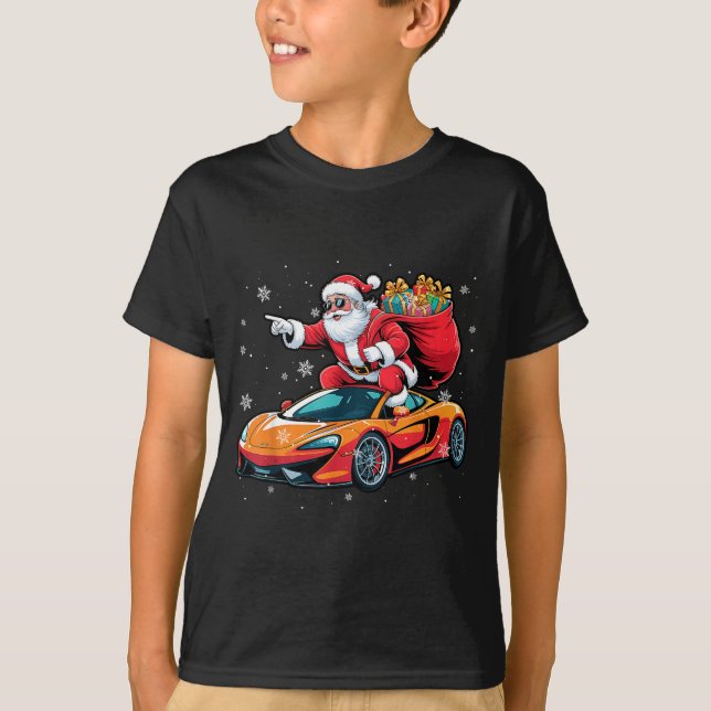 Funny Santa Driving Srt Car Xmas Pajama Christmas  T-Shirt (Front)